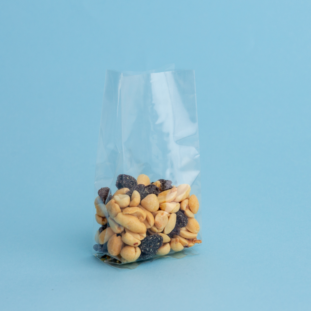 Bolsa TRANSPARENTE Con fuelle y sello centrado - Capacidad (2 onzas o 57 gramos) | 100 Unidades