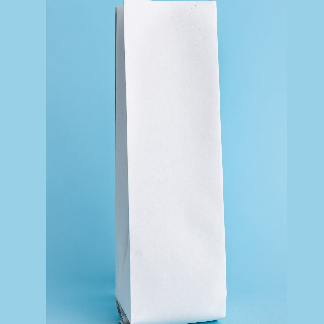 Bolsa Trilaminada KRAFT BLANQUEADO - Fuelle y Sello lateral (3 capas) - 1lb o 454g - 50 Unidades