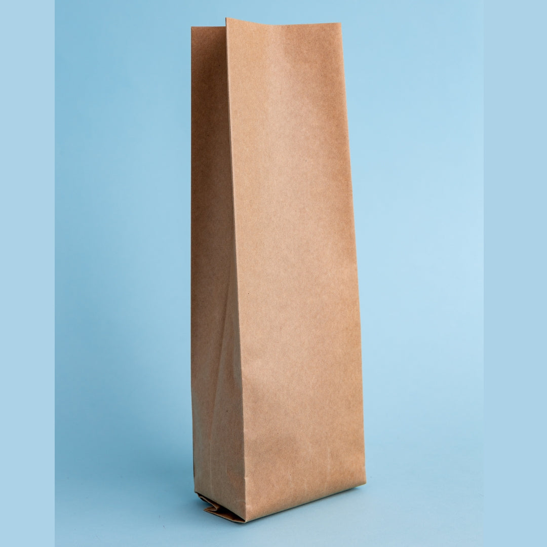 Bolsa trilaminada con acabado KRAFT, fuelle y sello lateral (3 capas) (1 libra o 454 gramos) - 50 Unidades